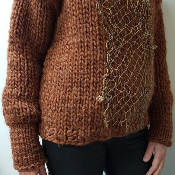 Wool winter set, cinamon cooper, sweater and matching hat, hand knitted - Picture 7 of 11